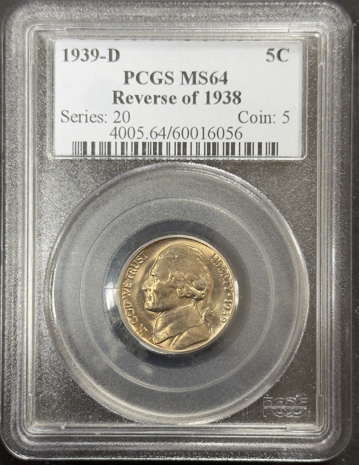 1939 D Jefferson Nickel - PCGS MS64 ( 40656 )