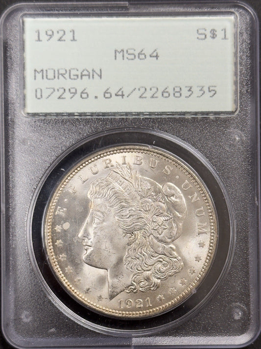 1921 Morgan Dollar - PCGS MS64 Rattler ( 40770 )