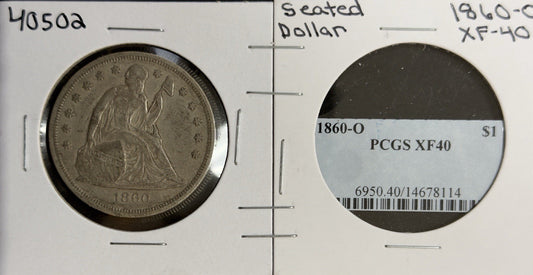 1860 O Seated Dollar - Extra Fine *Crackout* ( 40502 )