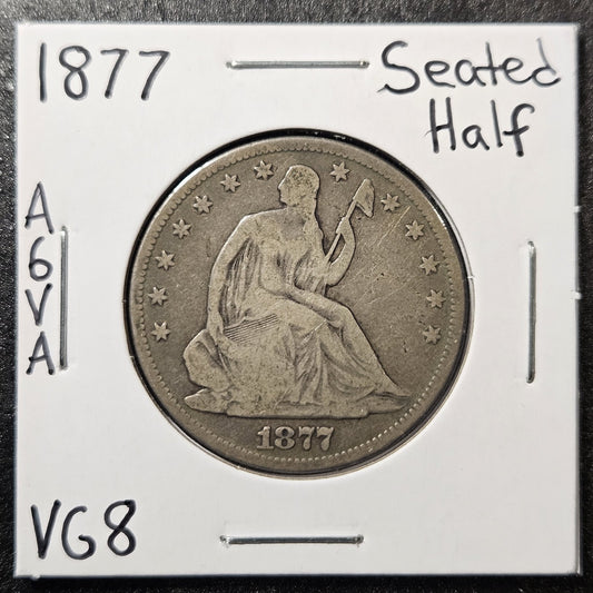 1877 Seated Liberty Half Dollar Very Good (A6VA)