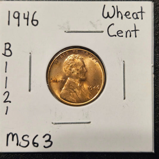 1946-P Lincoln Wheat Cent Ungraded Mint State B1121