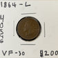 1864 Indian Head Cent L On Ribbon - Very Fine ( 40546 )