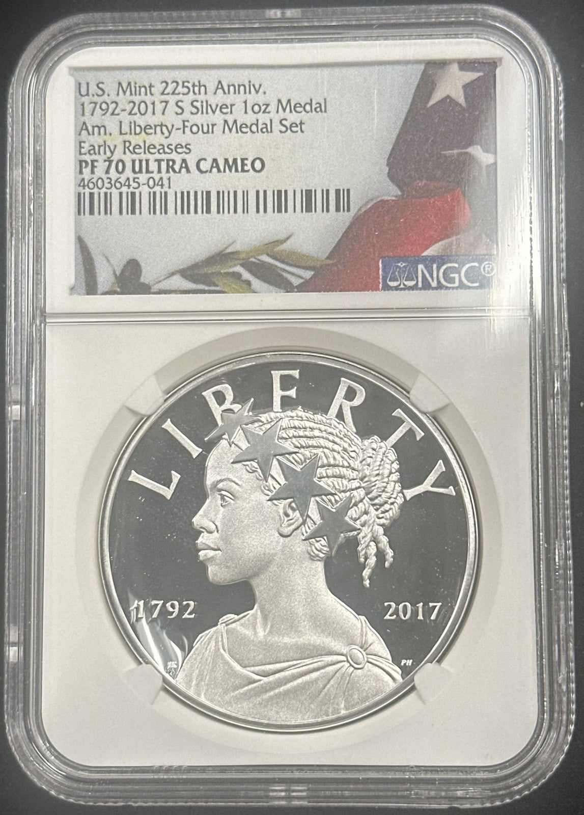 2017 S American Liberty 225th Anniversary Silver Medal NGC PF 70 Ultra Cameo 