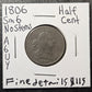 1806 Draped Bust Half Cent Small 6 No Stems Fine Details (A6UY)