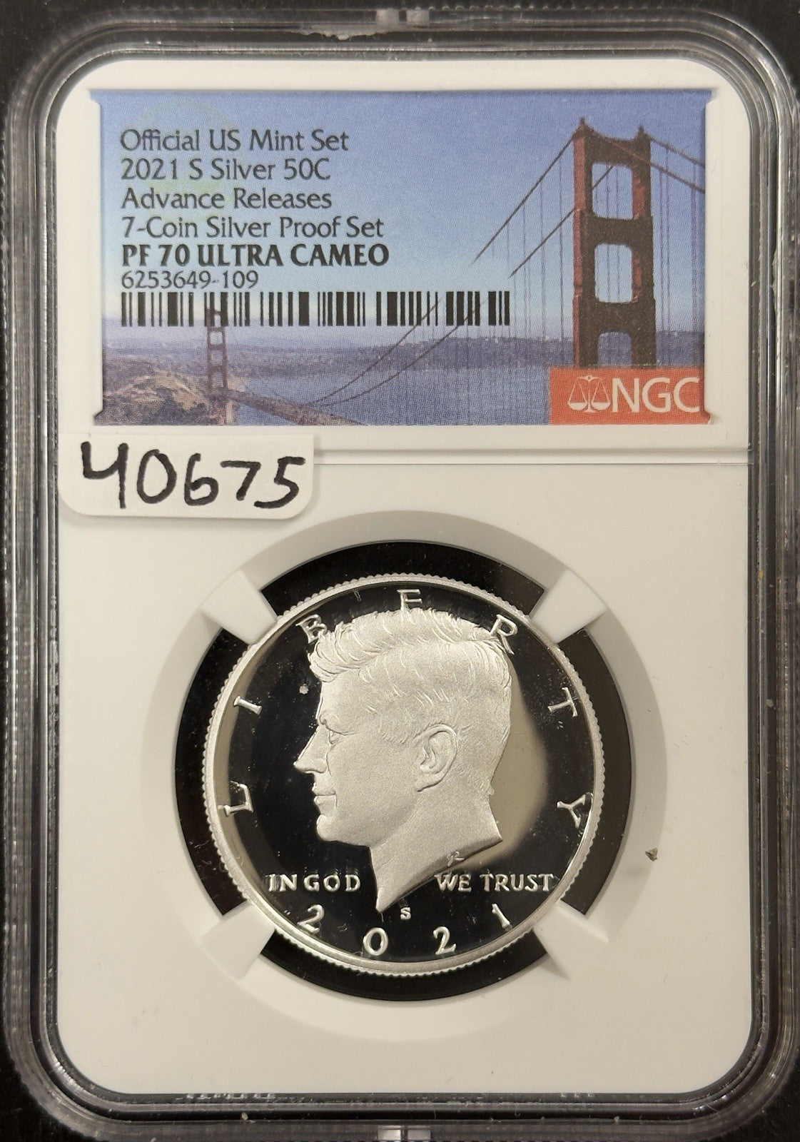 2021 S Kennedy Half Dollar Advance Releases - NGC PF70 Ultra Cameo ( 40675 )