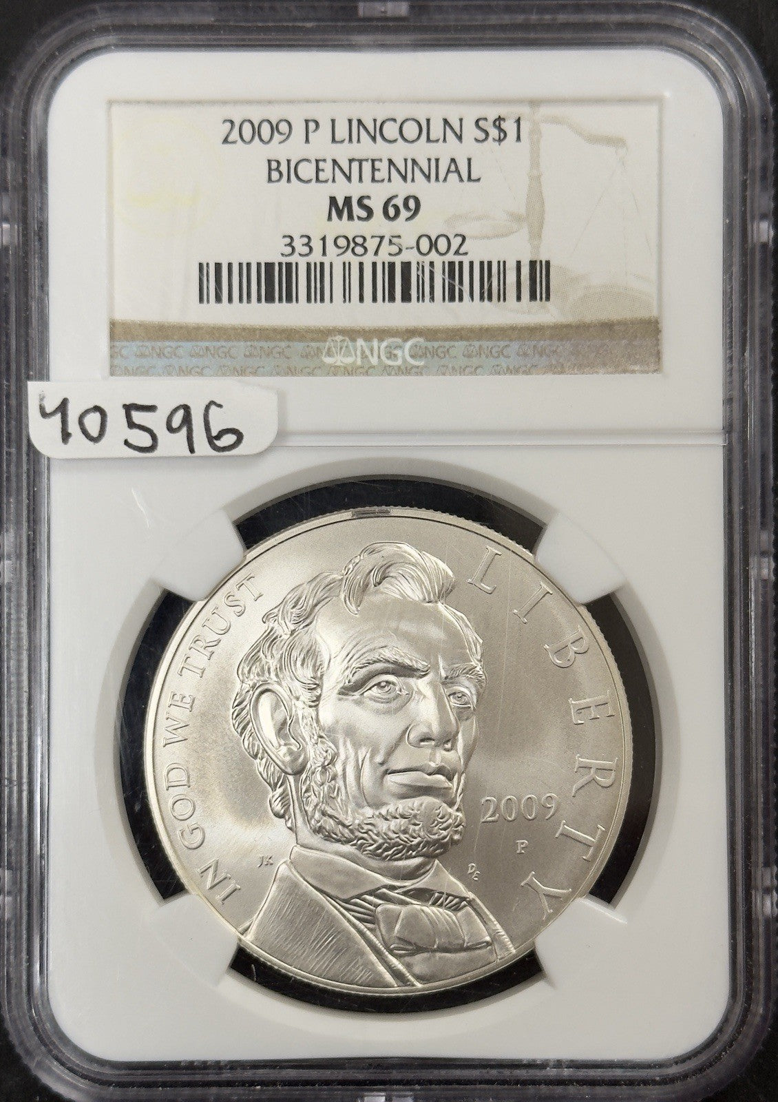2009 P Lincoln Bicentennial Commemorative Dollar - NGC MS69 ( 40596 )