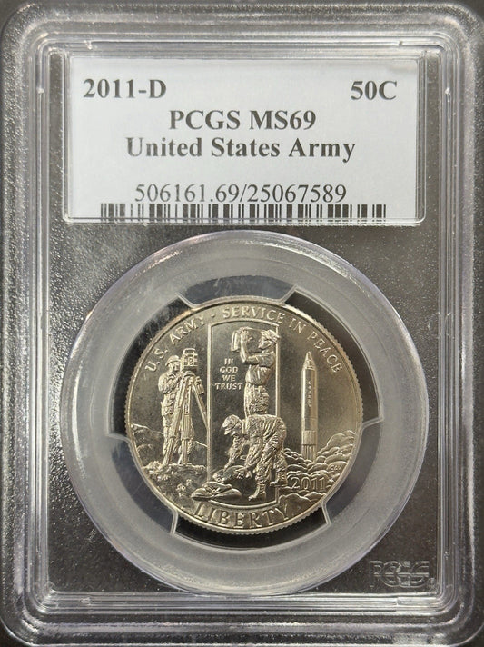 2011 D U.S Army Commemorative Half Dollar - PCGS MS69 ( 40528 )