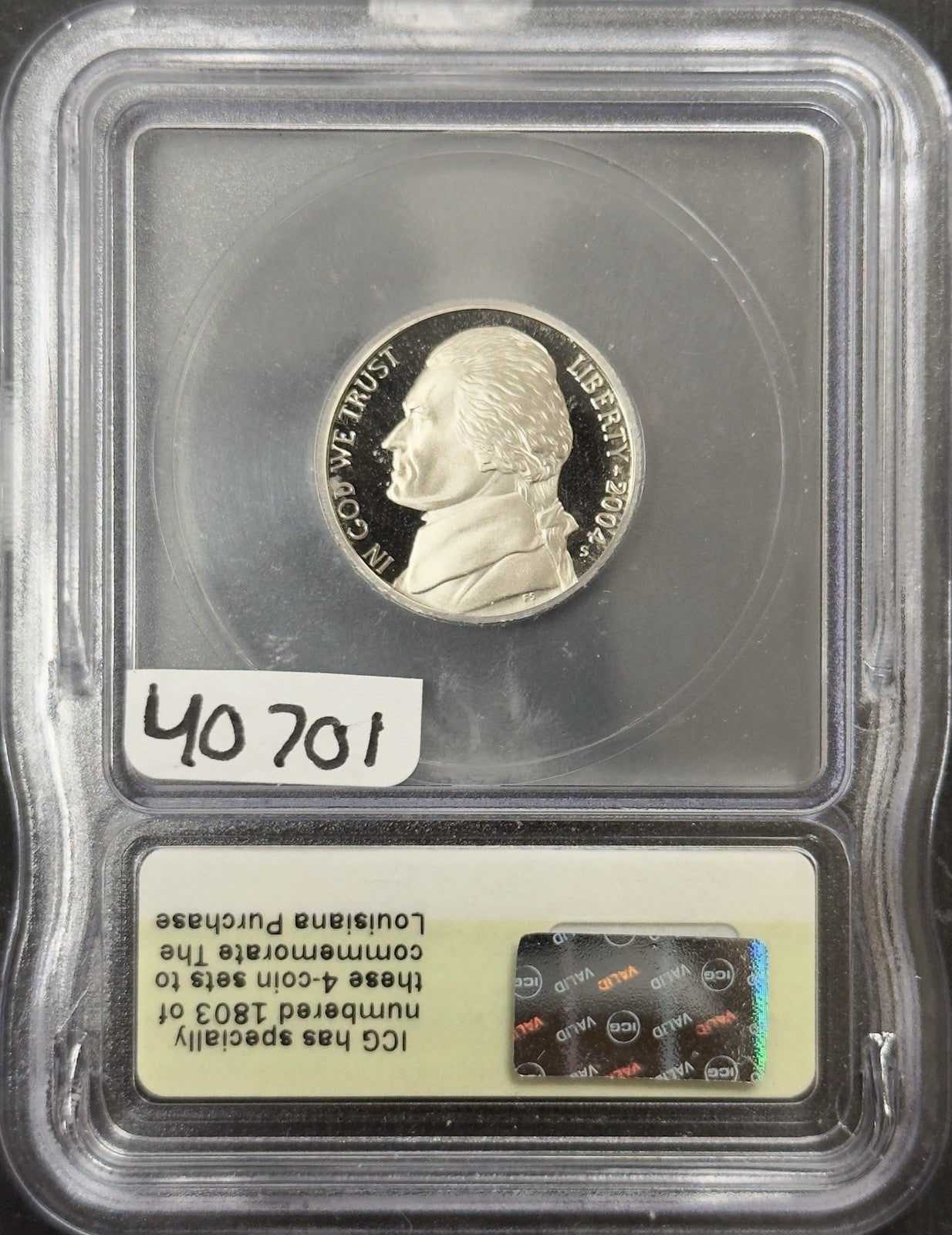 2004 S Jefferson Nickel Peace Medal - ICG PR70 DCAM ( 40701 )