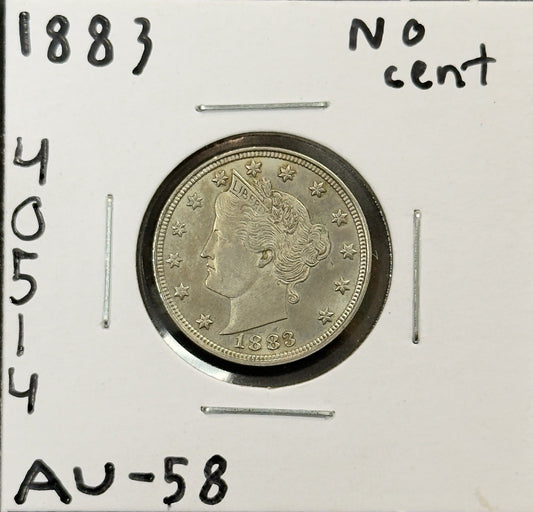 1883 V Nickel No Cents - Almost Uncirculated ( 40514 )