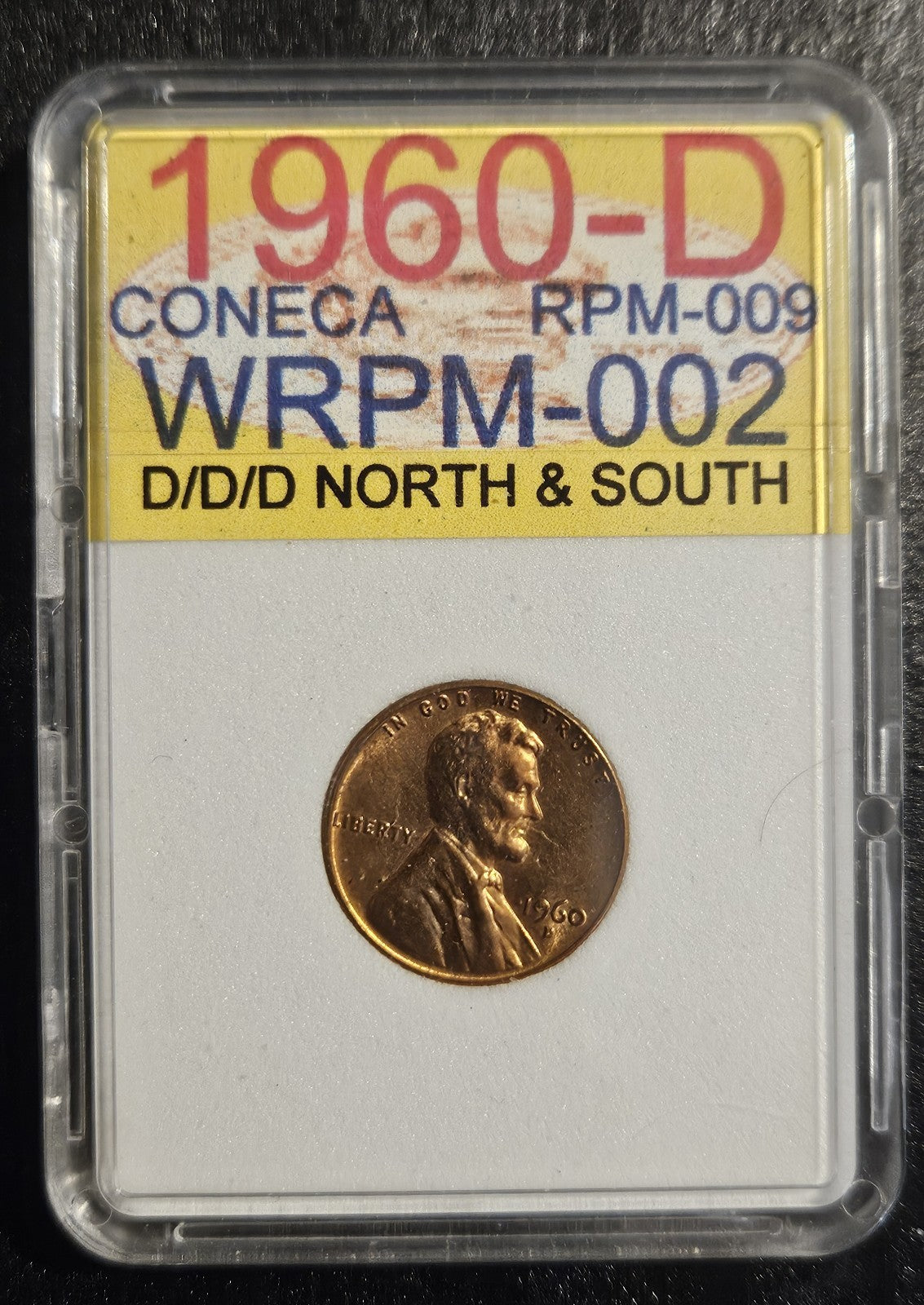 1960-D/D/D Lincoln Cent Error RPM-009 Wexler WRPM-002 Late Stage Die (B1124)