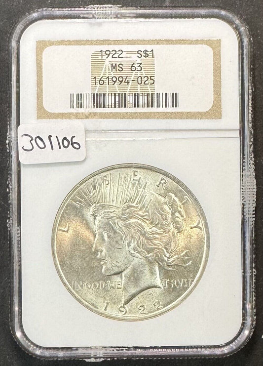 1922 Peace Dollar - NGC MS63 ( 301106 )