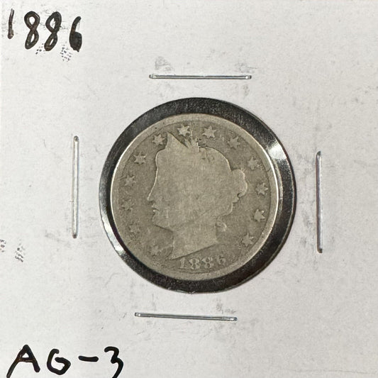 1886 V Nickel - About Good ( 210540 )