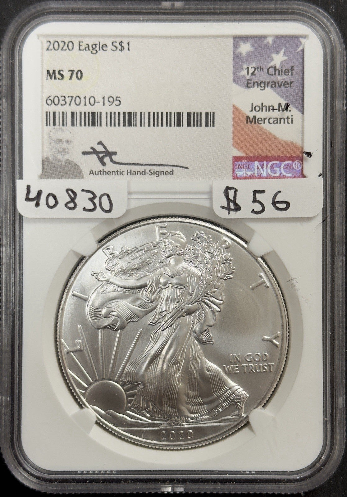 2020 Silver Eagle - NGC MS70 ( 40830 )