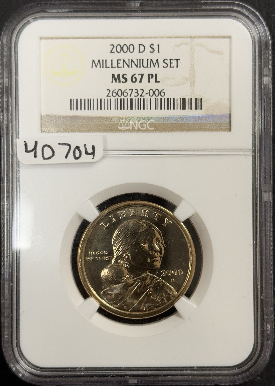 2000 D Sacagawea Dollar Millennium Set - NGC MS67 PL ( 40704 )