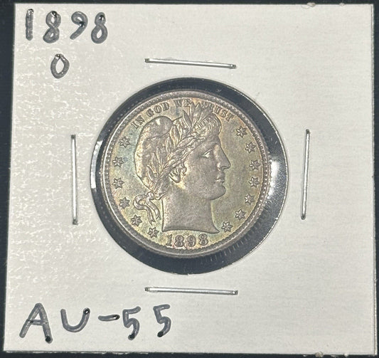 1898 O Barber Quarter Almost Uncirculated - JP11      Nice Color!