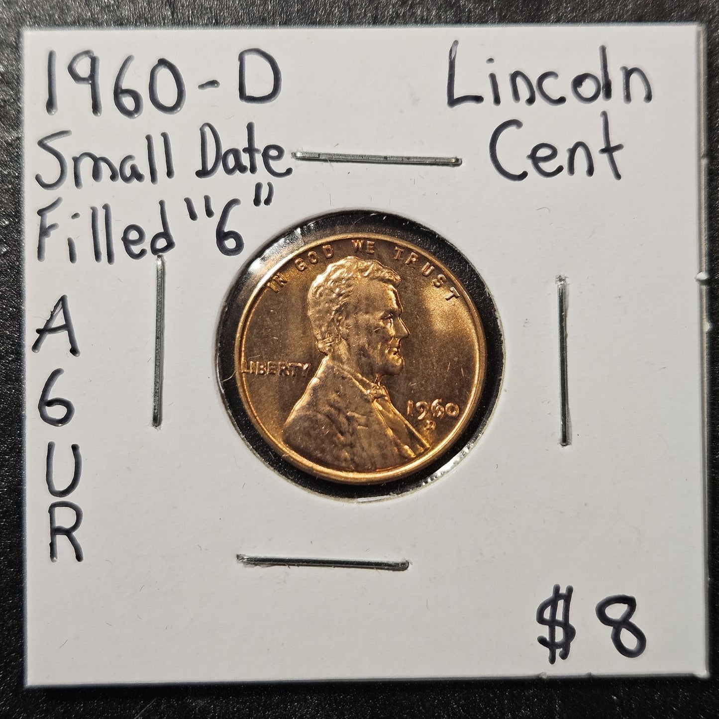 1968-D Small Date Lincoln Cent Filled-6 Error Mint State (A6UR)
