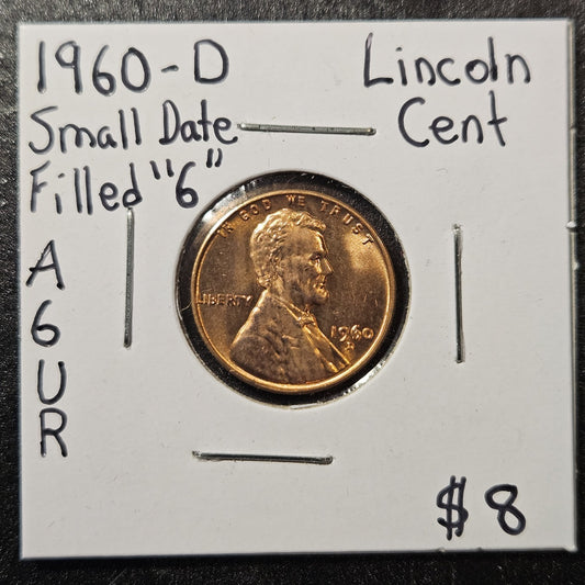 1968-D Small Date Lincoln Cent Filled-6 Error Mint State (A6UR)