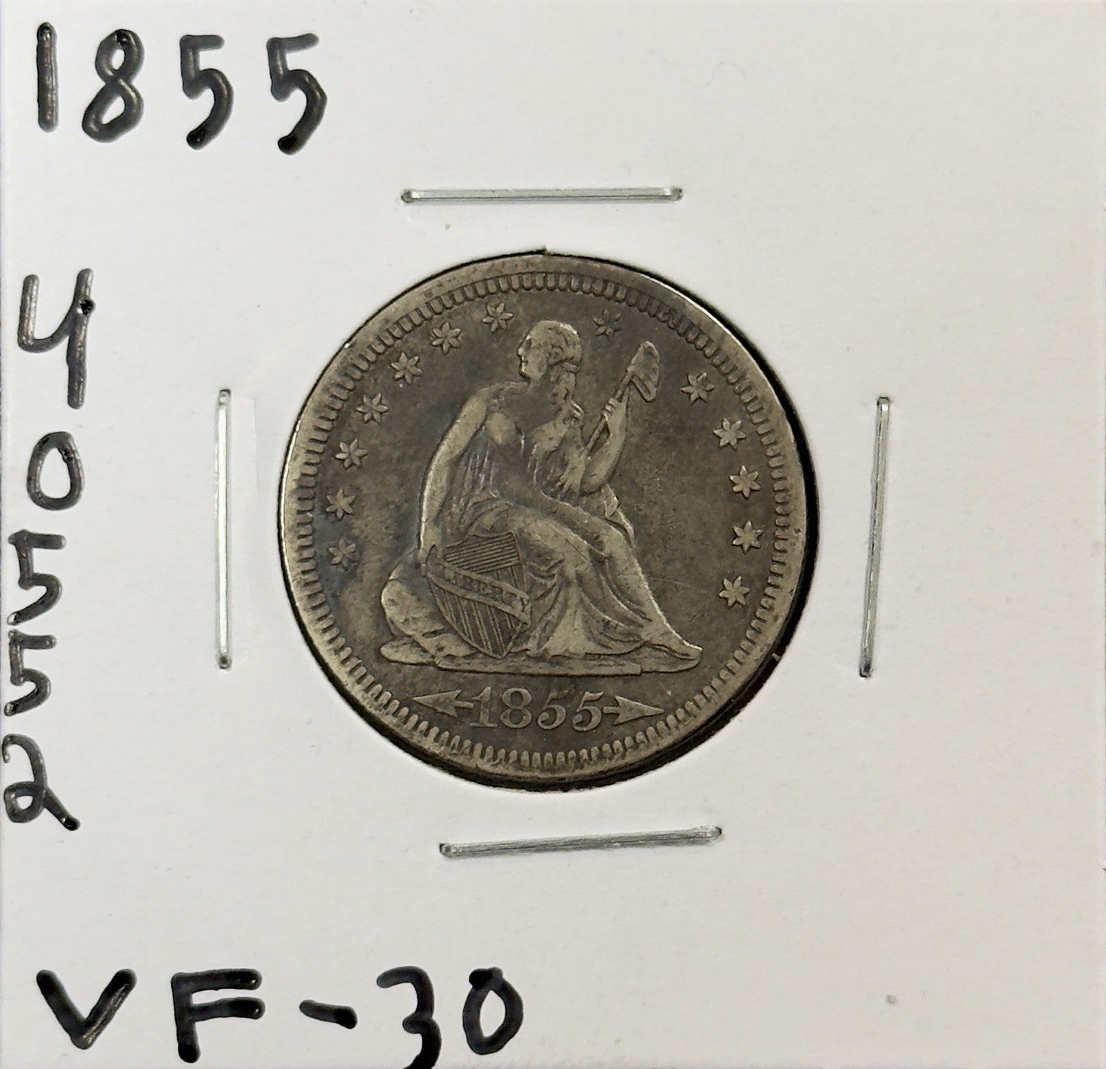 1855 Seated Quarter Arrows - Very Fine ( 40552 )