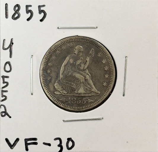 1855 Seated Quarter Arrows - Very Fine ( 40552 )