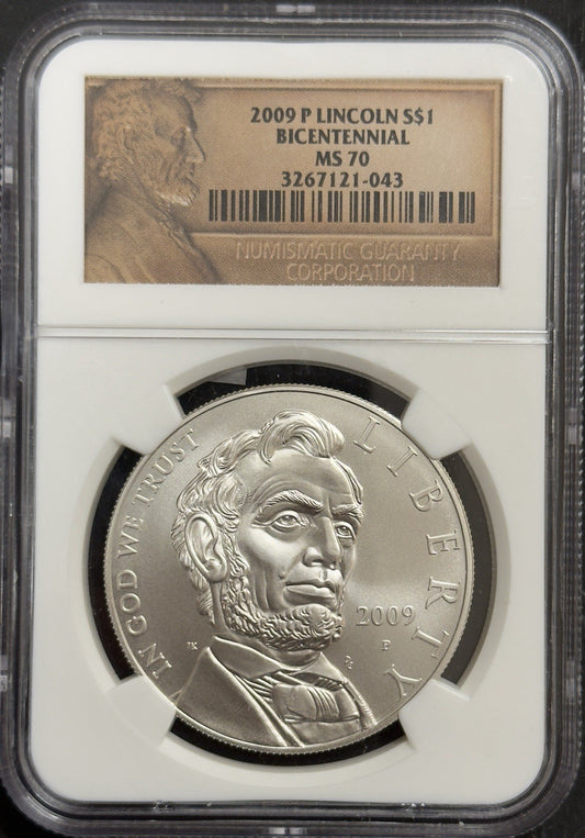 2009 P Lincoln Bicentennial Commemorative Dollar  - NGC MS70 ( 40619 )