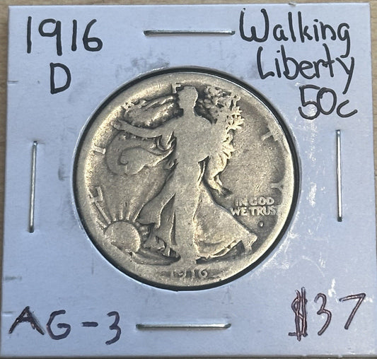 1916 D Walking Liberty Half Dollar - Good JP153
