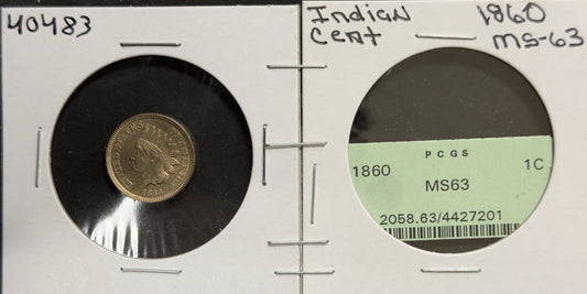 1860 Indian Head Cent - Mint State *Crackout*  ( 40483 ) 
