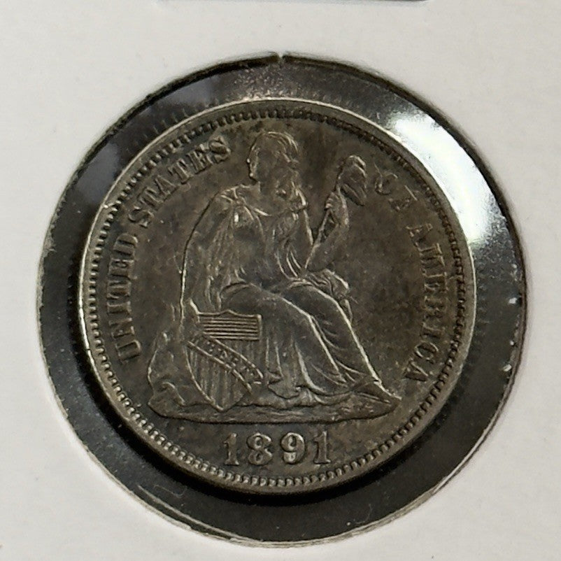 1891 Seated Dime - Mint State *Crackout* ( 40509 )
