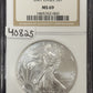 2001 Silver Eagle - NGC MS69 ( 40825 )