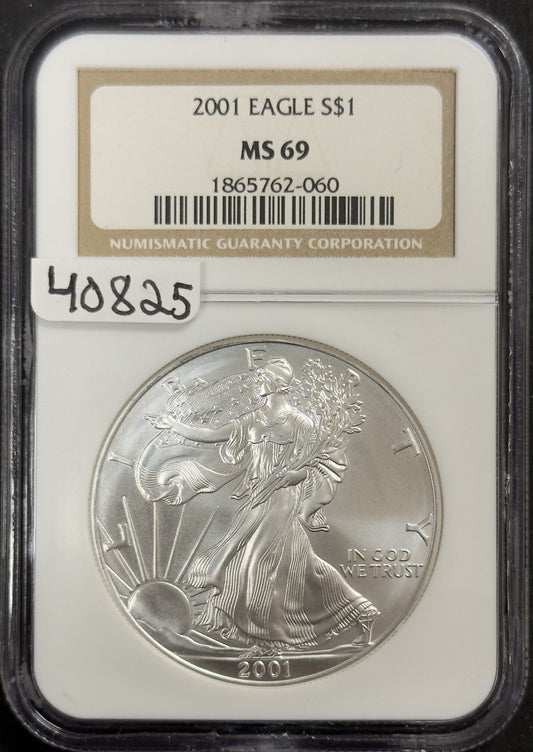 2001 Silver Eagle - NGC MS69 ( 40825 )
