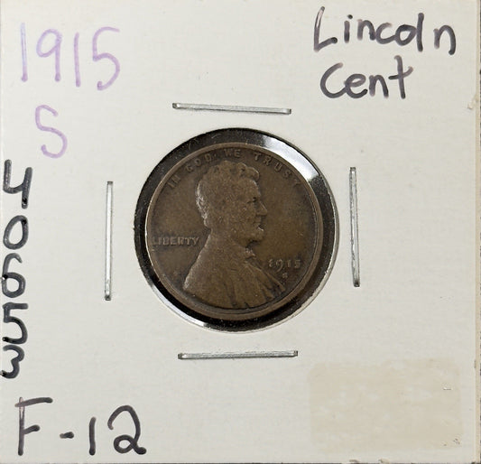 1915 S Wheat Cent - Fine ( 40653 ) 