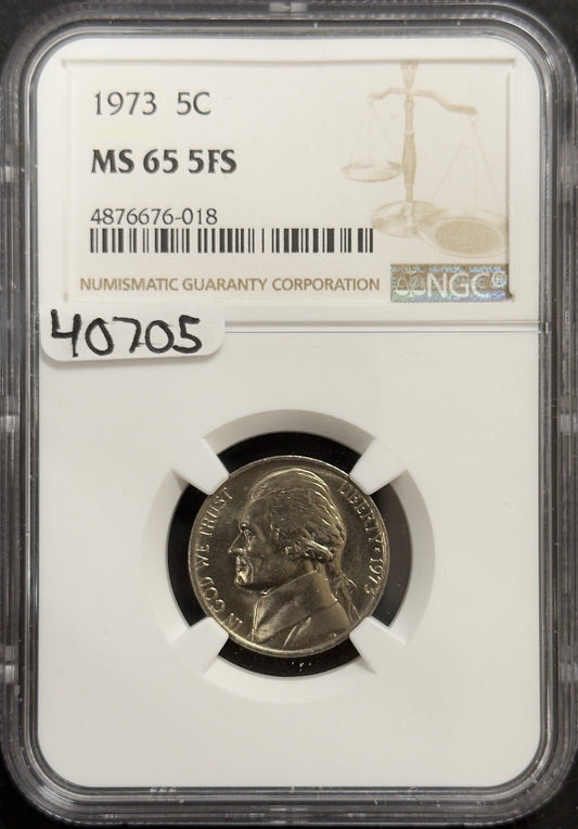 1973 Jefferson Nickel - NGC MS65 ( 40705 )