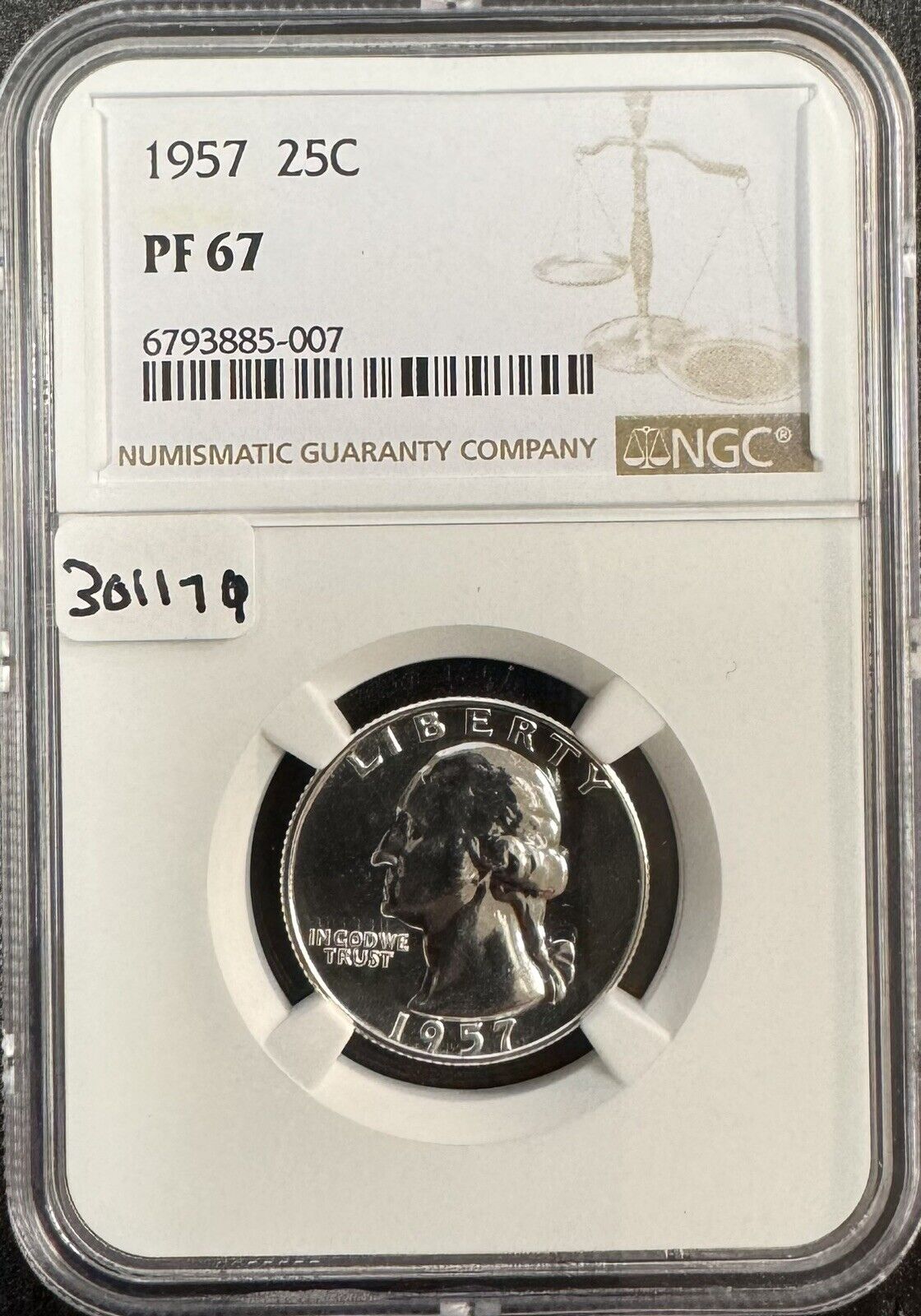 1957 Washington Quarter - NGC PF67 ( 301179 )
