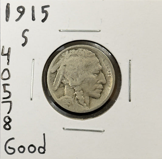 1915 S Buffalo Nickel - Good ( 40578 )