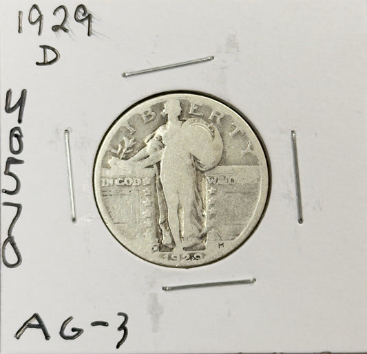 1929 D Standing Liberty Quarter - Almost Good ( 40570 )