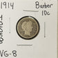 1914 Barber Dime - Very Good ( 40558 )