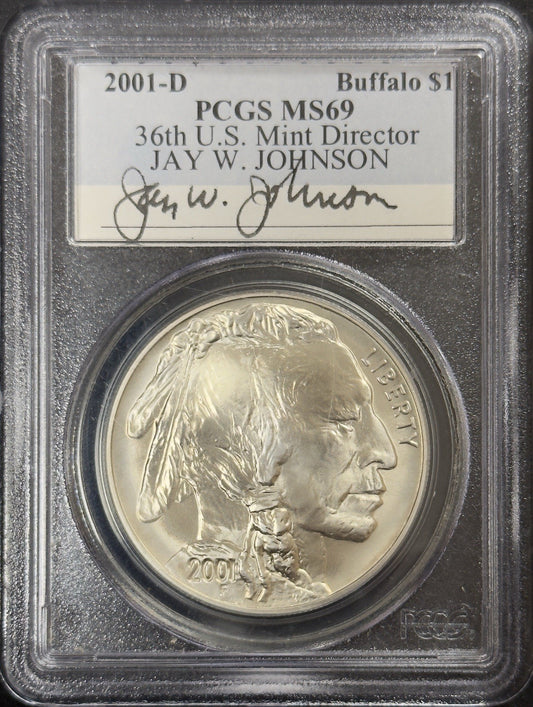 2001 D American Buffalo Silver Commemorative Dollar - PCGS MS69 ( 40795 )
