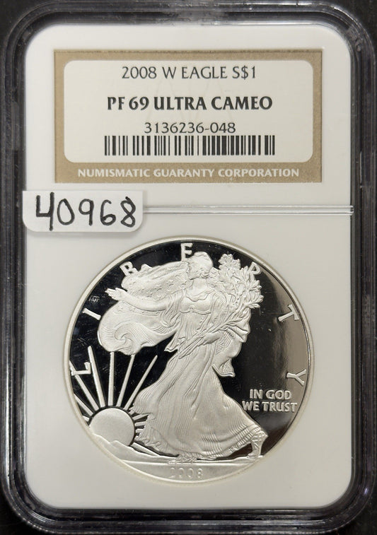 2008 W Silver Eagle - NGC PF69 Ultra Cameo ( 40968 )