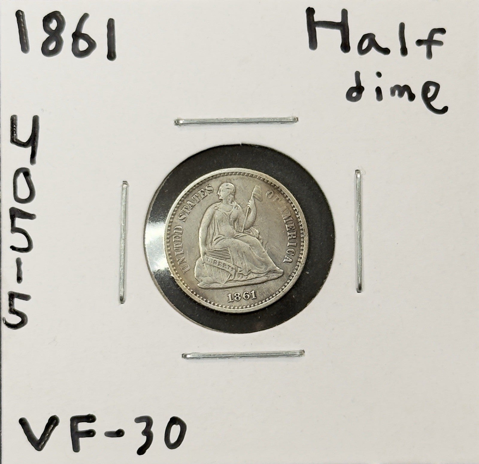1861 Seated Half Dime - Very Fine ( 40515 )