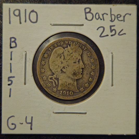1910-P Barber Quarter Ungraded Good B1151