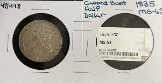 1835 Capped Bust Half Dollar - Mint State *Crackout*  ( 40498 )