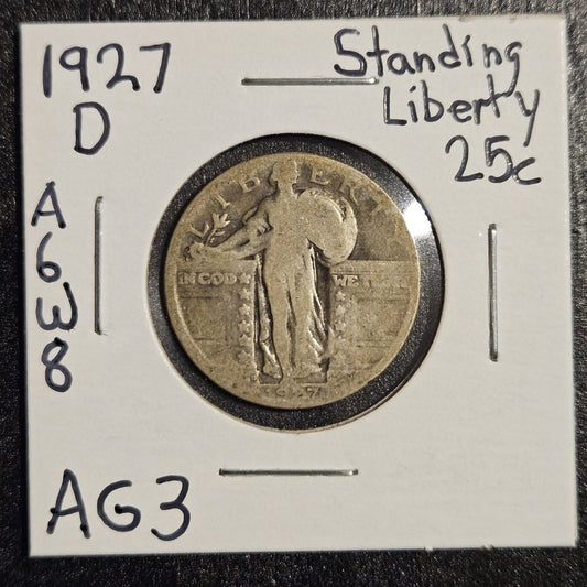 1927-D Standing Liberty Quarter Almost Good (A6W8)
