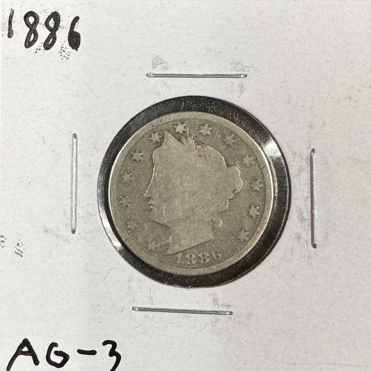1886 V Nickel - About Good ( 210540 )