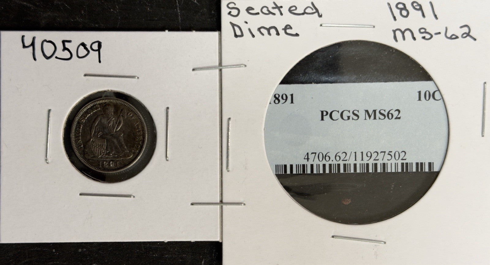 1891 Seated Dime - Mint State *Crackout* ( 40509 )
