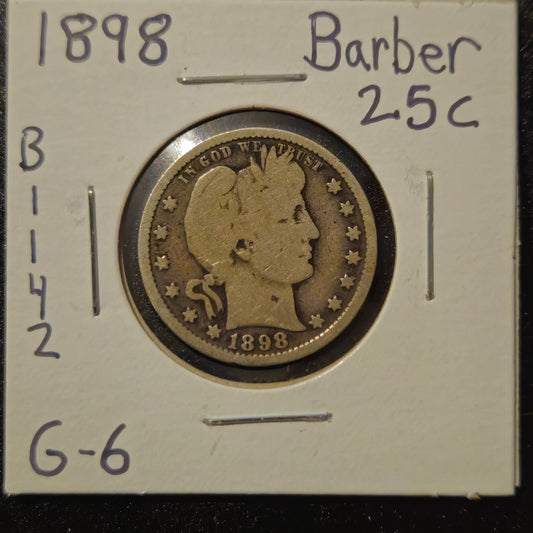 1898-P Barber Quarter Ungraded Good B1142