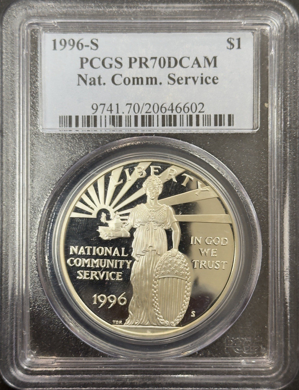 1996 S National Community Service Commemorative Dollar - PCGS PR70 DCAM ( 40530 