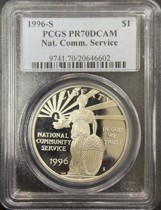 1996 S National Community Service Commemorative Dollar - PCGS PR70 DCAM ( 40530 