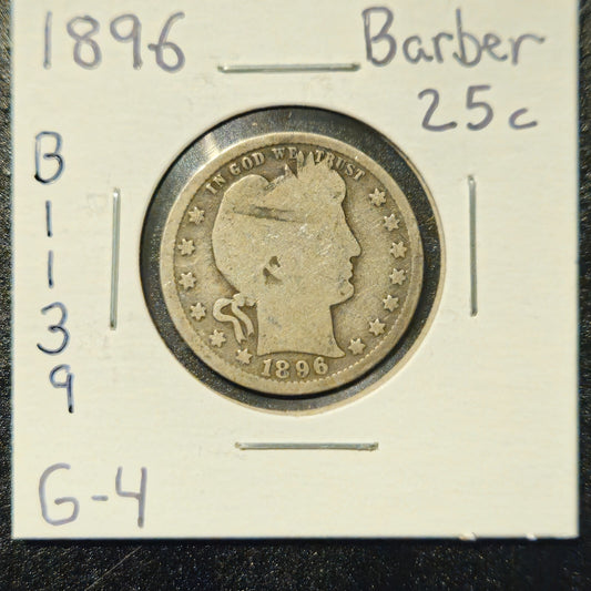 1896-P Barber Quarter Ungraded Good B1139