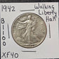 1942-P Walking Liberty Half Dollar Ungraded Extra Fine B1100
