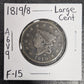 1819/8 Coronet Head Large Cent Fine (A6V9)