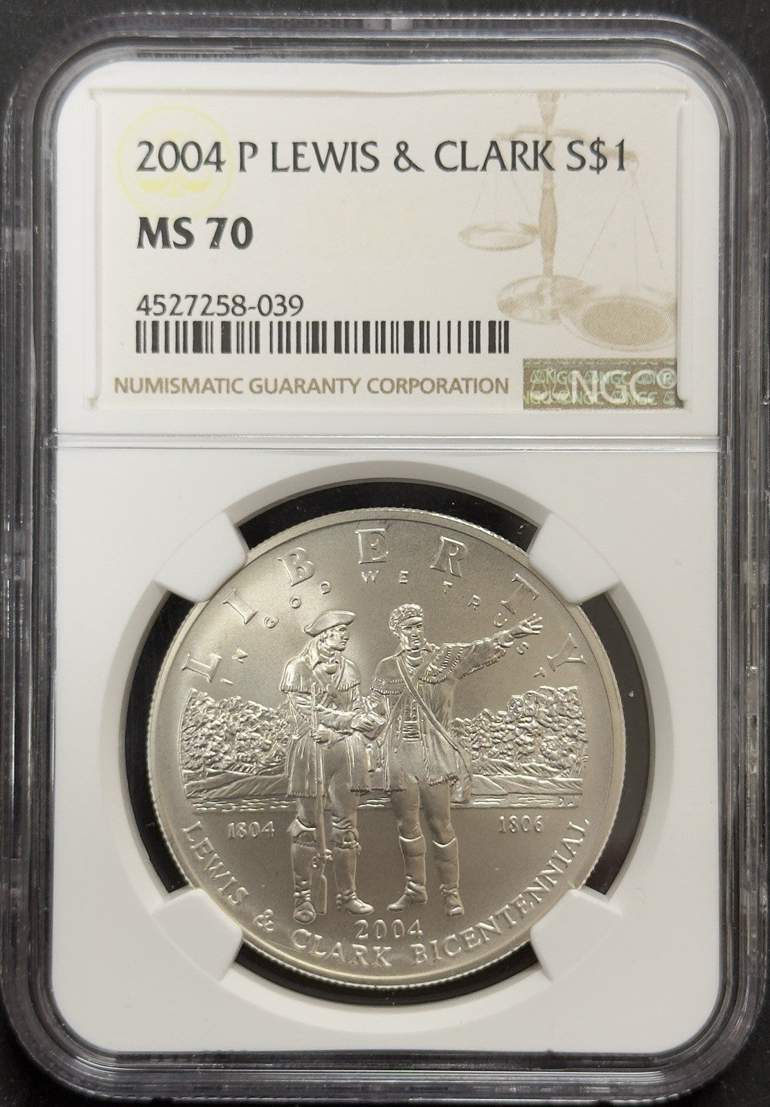 2004 P Lewis & Clark Silver Commemorative NGC - MS70 ( 40601 )